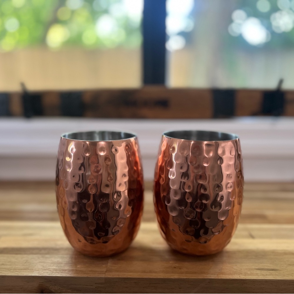 16 oz. Hammered Copper Tumblers Set Of 2